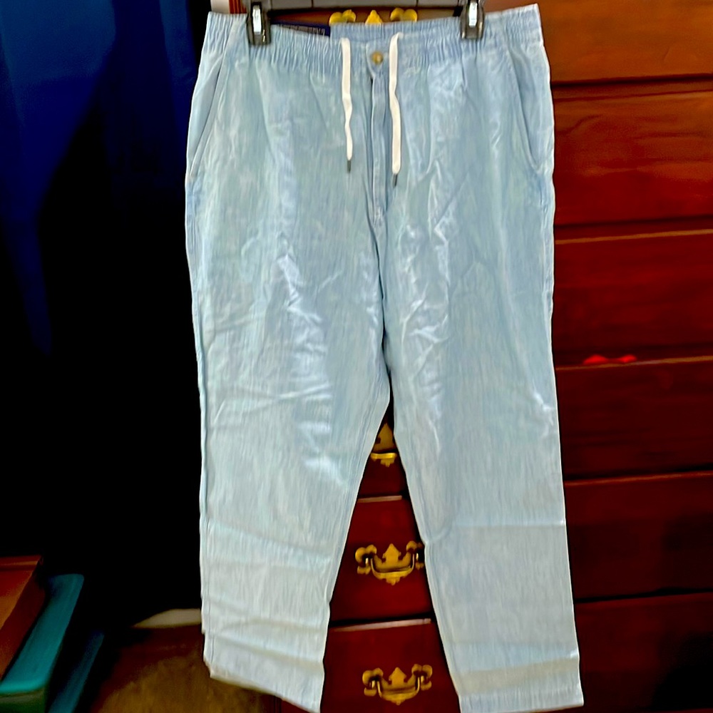 NWT L Polo Ralph Lauren Prepster classic fit chambray light blue pants